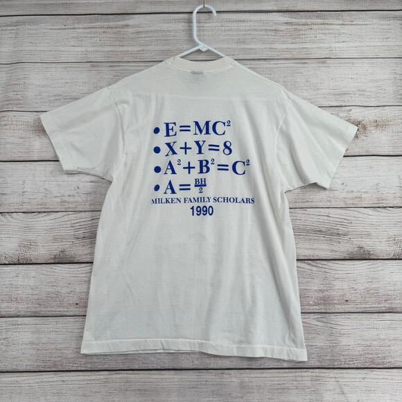 Vintage 90s Mike's Math Club Scholars T-Shirt Adult XL White Single Stitch - Picture 2 of 8